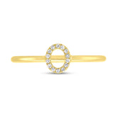 0.04ct 14k Yellow Gold Diamond Lady's Ring - Letter O